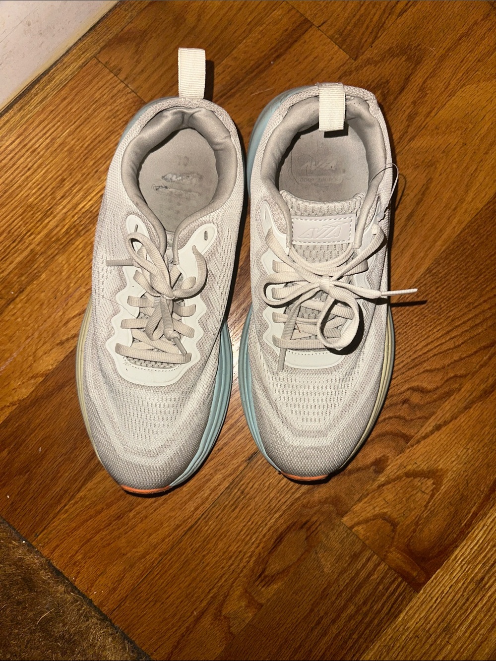 Avia Light Gray Athletic Sneakers with Subtle Blue and Orange Accents